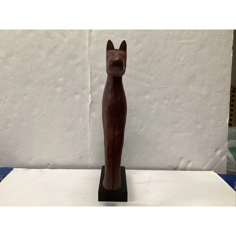 hand carved wooden horse sculpture statue stand 16”